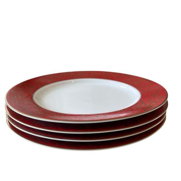 Mikasa Parchment Red Dinner Plates 11in Set of 4 Fine Porcelain NEW - Picture 15 of 16